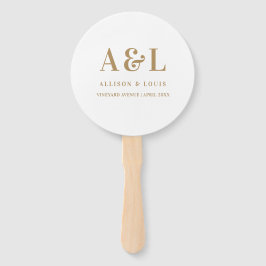 Wedding Monogram Minimalistisch White Gold Fächer