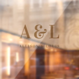 Wedding Monogram Minimalistisch White Gold Fensteraufkleber