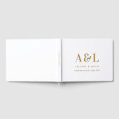 Wedding Monogram Minimalistisch White Gold Gästebuch (Voll)