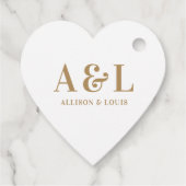 Wedding Monogram Minimalistisch White Gold Geschenkanhänger (Rückseite)