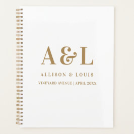 Wedding Monogram Minimalistisch White Gold Planer