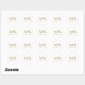 Wedding Monogram Minimalistisch White Gold Runder Aufkleber (Blatt)