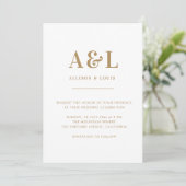 Wedding Monogram Minimalistisch White Gold Save The Date (Stehend Vorderseite)