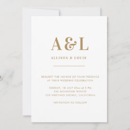 Wedding Monogram Minimalistisch White Gold Save The Date