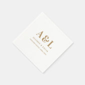 Wedding Monogram Minimalistisch White Gold Serviette (Ecke)