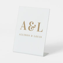 Wedding Monogram Minimalistisch White Gold