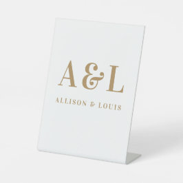 Wedding Monogram Minimalistisch White Gold Sockelschild