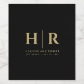 Wedding Monogram Modern Custom Bride and Groom Weinetikett (Einzelnes Label)