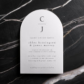 Wedding Monogram Modern Minimal Schwarz-weiß Einladung