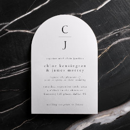 Wedding Monogram Modern Minimal Schwarz-weiß Einladung