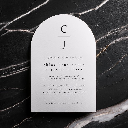 Wedding Monogram Modern Minimal Schwarz-weiß Einladung