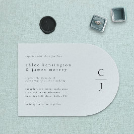Wedding Monogram Modern Minimal Schwarz-weiß Einladung