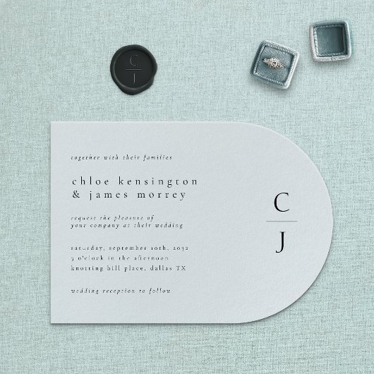 Wedding Monogram Modern Minimal Schwarz-weiß Einladung