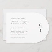 Wedding Monogram Modern Minimal Schwarz-weiß Einladung (Vorderseite)