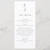 Wedding Monogram Modern Minimal Schwarz-weiß Menükarte (Vorderseite)