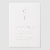 Wedding Monogram Modern Minimal Schwarz-weiß Pergament Einladungen (Vorderseite)