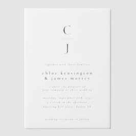 Wedding Monogram Modern Minimal Schwarz-weiß Pergament Einladungen