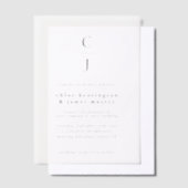 Wedding Monogram Modern Minimal Schwarz-weiß Pergament Einladungen (Versetzt)