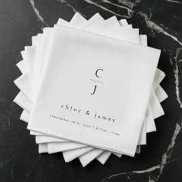 Wedding Monogram Modern Minimal Schwarz-weiß Serviette