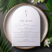 Wedding Monogram Modern Schwarz-weiß Arch Menu Car Einladung