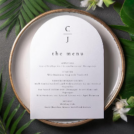 Wedding Monogram Modern Schwarz-weiß Arch Menu Car Einladung