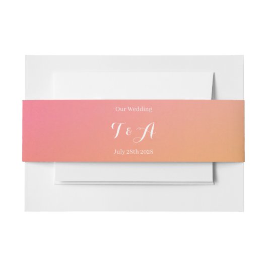 Wedding Monogram Modern Sunset Ombre Einladungsbanderole (Vorderseite Beispiel)