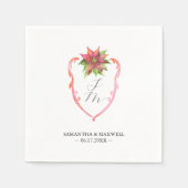 Wedding Monogram Napkins Poinsettia Serviette (Vorderseite)