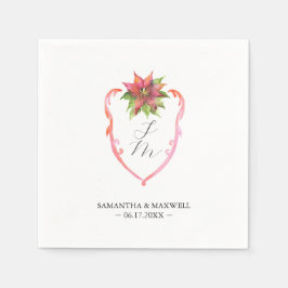 Wedding Monogram Napkins Poinsettia Serviette