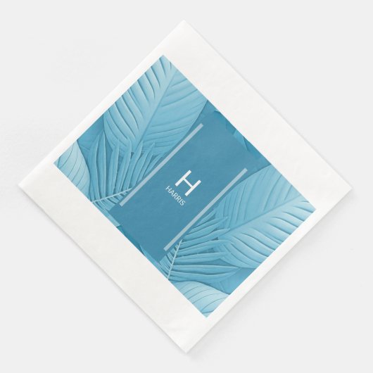 Wedding Monogram Napkins | Tropisch Aquamarin Serviette (Ecke)
