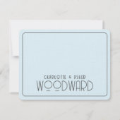 Wedding Monogram Newlyweds Blue Embossed Linen Mitteilungskarte (Vorderseite)