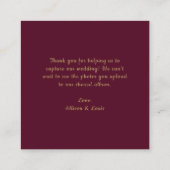 Wedding Monogram QR Code Burgundy Gold Begleitkarte (Rückseite)