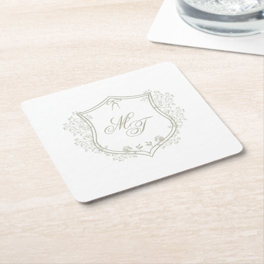 Wedding Monogram Rechteckiger Pappuntersetzer (angewinkelt)