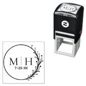 Wedding Monogram Save the Date Personalisiert Roun Permastempel (Beispiel)