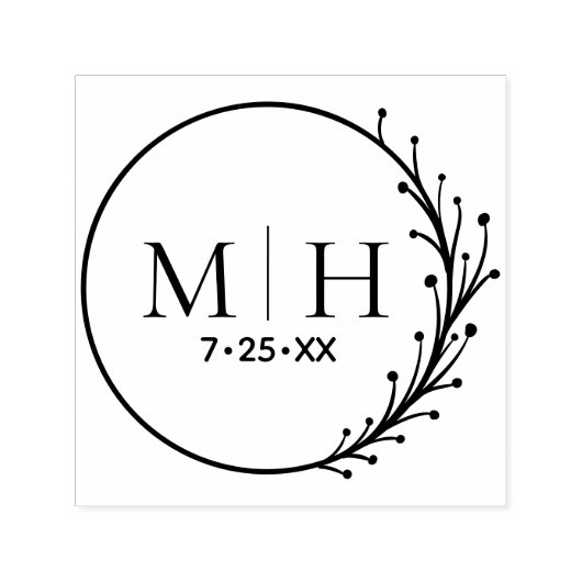 Wedding Monogram Save the Date Personalisiert Roun Permastempel (Design)