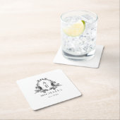 Wedding Monogram | Schwarzer und weißer Untersetze Rechteckiger Pappuntersetzer (Vor Ort)