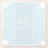 Wedding Monogram | Tropisch Aquamarin Glasuntersetzer (Rückseite)