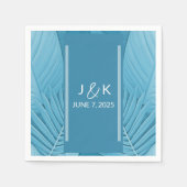 Wedding Monogram | Tropisch Aquamarin Serviette (Vorderseite)