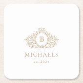 Wedding Monogram | Weißer Untersetzer (Vorderseite)