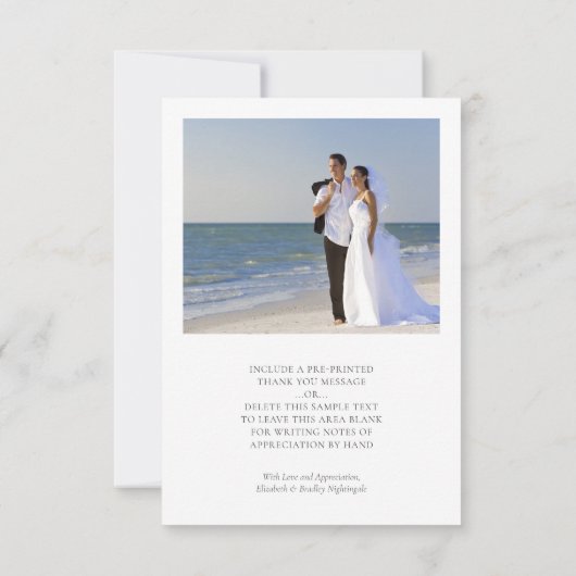 Wedding Monogram White Hearts 2 Fotos Script Dankeskarte (Rückseite)