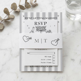 Wedding Monogrammed Grey and White  Einladungsbanderole