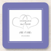 Wedding Mr & Mrs Periwinkle Blue Elegant Hearts Getränkeuntersetzer (Vorderseite)