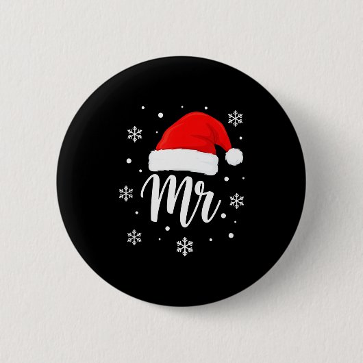 Wedding Mr. Santa Hat, Mr. Christmas Snowflakes Fo Button (Vorderseite)