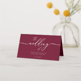 Wedding Name Simple Burgundy Platzkarte