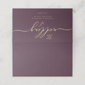 Wedding Name Simple Midnight Fig Platzkarte (Außenseite Aufgefaltet)