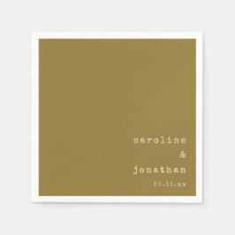 Wedding Names Ochre Typewriter Modern Custom Serviette