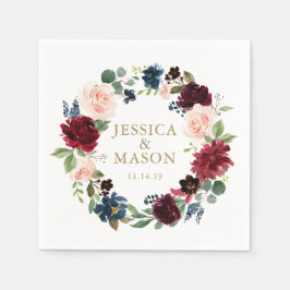 Wedding Napkin Burgundy Cocktail Napkin Serviette