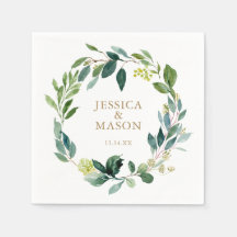 Wedding Napkin Greenery Cocktail Napkin