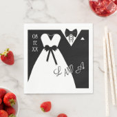 Wedding Napkin | Schwarz-weiße Bräunungsmonogramm Serviette (Beispiel)