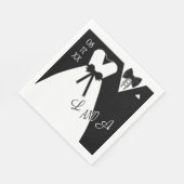 Wedding Napkin | Schwarz-weiße Bräunungsmonogramm Serviette (Ecke)