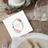 Wedding Napkin with Soft Peach & Blue Flowers Serviette